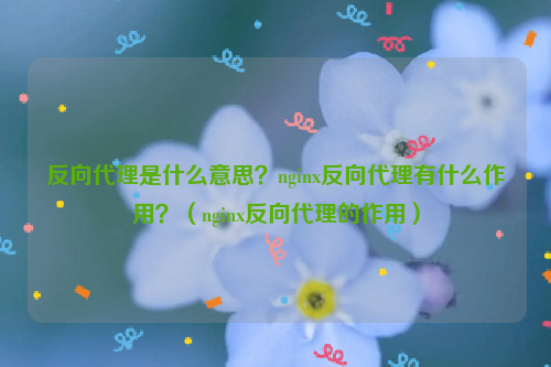 反向代理是什么意思？nginx反向代理有什么作用？（nginx反向代理的作用）