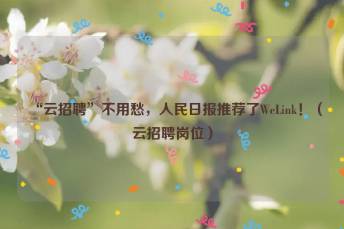 “云招聘”不用愁，人民日报推荐了WeLink！（云招聘岗位）