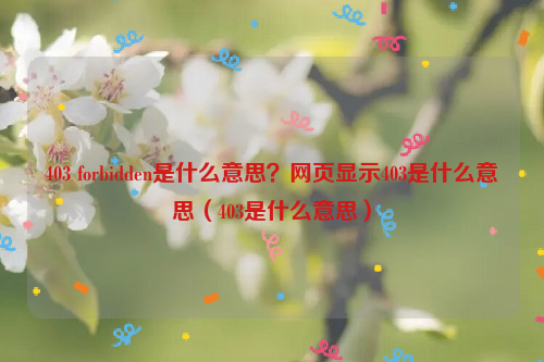 403 forbidden是什么意思？网页显示403是什么意思（403是什么意思）