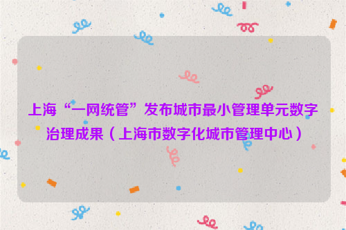 上海“一网统管”发布城市最小管理单元数字治理成果（上海市数字化城市管理中心）