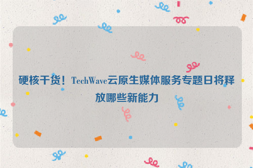 硬核干货！TechWave云原生媒体服务专题日将释放哪些新能力