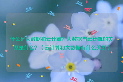 什么是大数据和云计算？大数据与云计算的关系是什么？（云计算和大数据有什么关系）