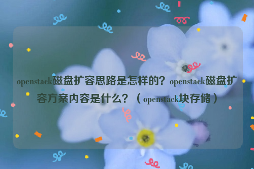 openstack磁盘扩容思路是怎样的？openstack磁盘扩容方案内容是什么？（openstack块存储）