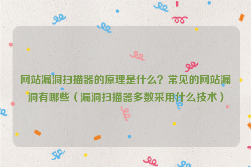 网站漏洞扫描器的原理是什么？常见的网站漏洞有哪些（漏洞扫描器多数采用什么技术）