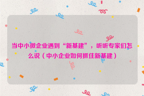 当中小微企业遇到“新基建”，听听专家们怎么说（中小企业如何抓住新基建）