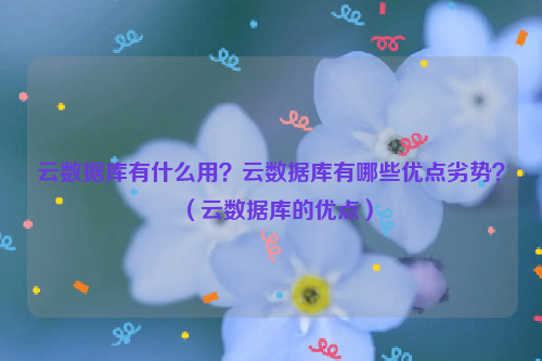 云数据库有什么用？云数据库有哪些优点劣势？（云数据库的优点）